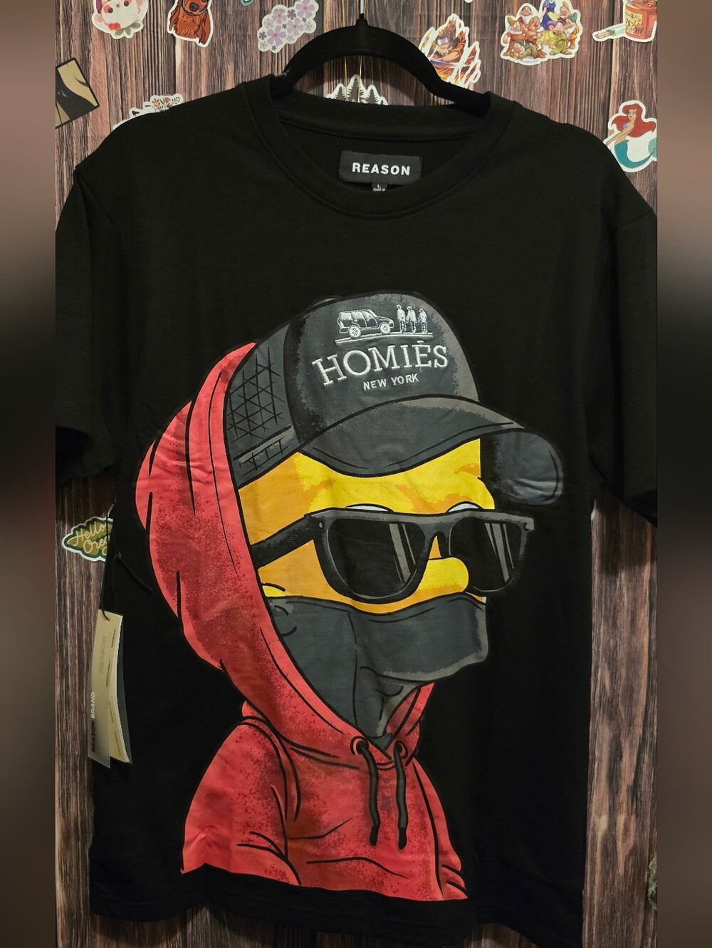 REASON bart Graphic Tee — Black with Red & Yellow Print